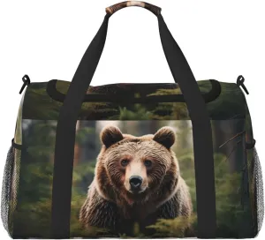 Bear Wallpapers print Carry on Luggage for Women Men Shoulder Weekender Crossbody Bag for Yoga Travel Must Haves