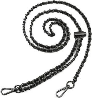 BEAULEGAN Thin Purse Chain Strap Adjustable - Microfiber Leather - Replacement for Crossbody Shoulder Bag, 55 Inches Long Black（Gunmetal）
