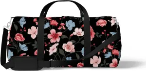 Beautiful Floral Sports Duffel Bag Travel Gym Tote Bags Lightweight Durable Shoulder Strap Waterproof Polyester Outside Mesh Pocket Overnight Trip Duffel Bag for Women Men