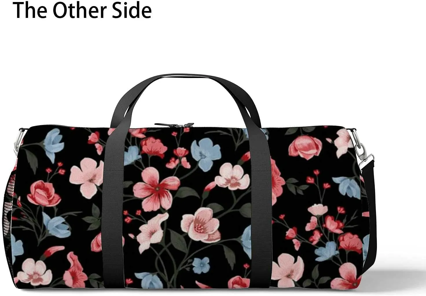 Beautiful Floral Sports Duffel Bag Travel Gym Tote Bags Lightweight Durable Shoulder Strap Waterproof Polyester Outside Mesh Pocket Overnight Trip Duffel Bag for Women Men