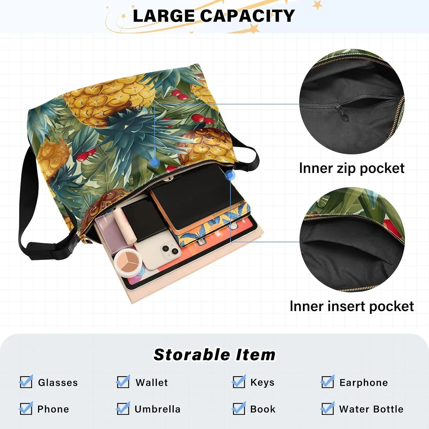 Beautiful Looking Galaxy Bag with Zipper for Women, Crossbody Large Leather Bag, Soft Leather Crossbody Bag