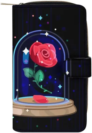 Beauty And Beast Wallet for Women Leather Credit Card Holder Clutch Travel Purse with ID Window