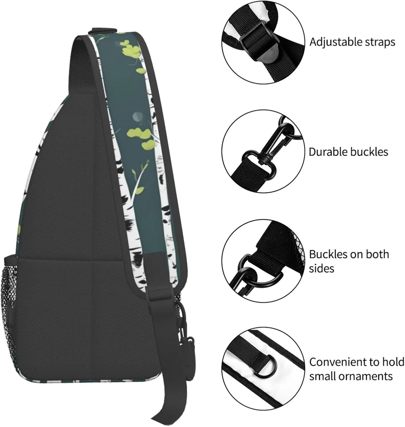 Beauty Birch Tree Print Sling Backpack, Sling Bag, Crossbody Chest Bag Daypack, for Hiking Travel