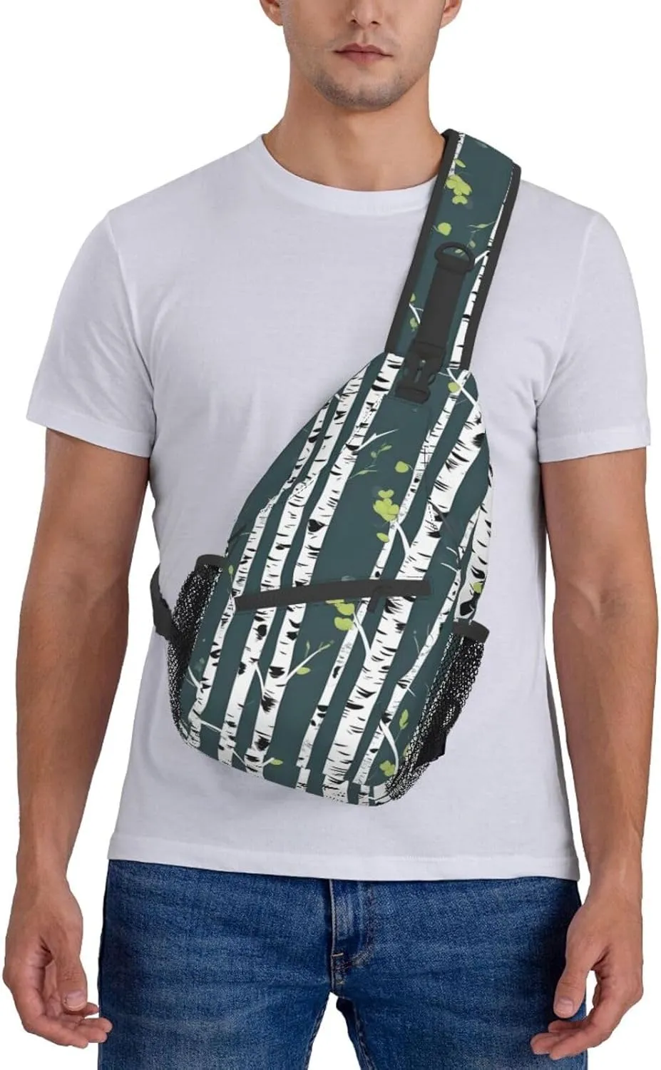 Beauty Birch Tree Print Sling Backpack, Sling Bag, Crossbody Chest Bag Daypack, for Hiking Travel