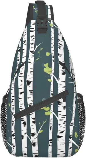 Beauty Birch Tree Print Sling Backpack, Sling Bag, Crossbody Chest Bag Daypack, for Hiking Travel