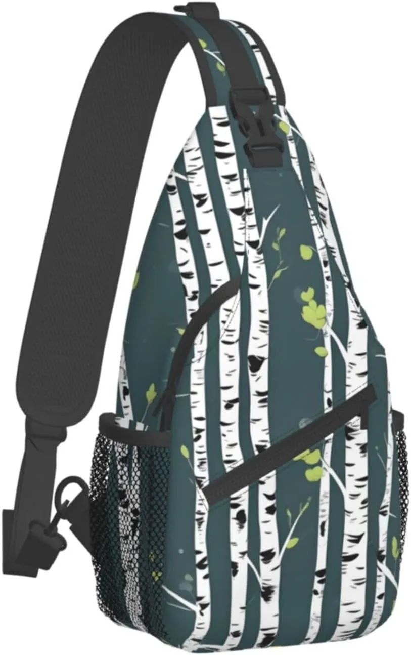 Beauty Birch Tree Print Sling Backpack, Sling Bag, Crossbody Chest Bag Daypack, for Hiking Travel