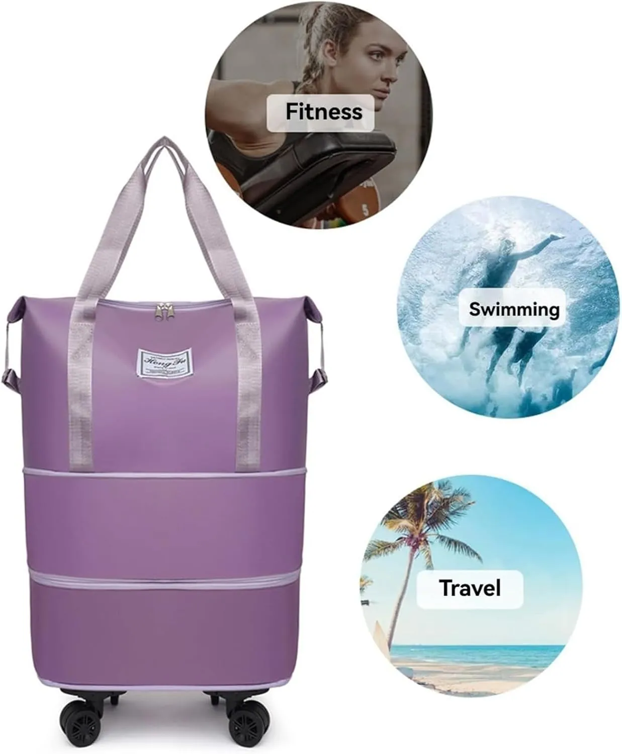 Beente Travel Bag with Wheels, 2025 New Large Capacity Travel Bag - Universal Wheel Removable (Pink)