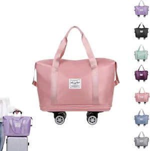 Beente Travel Bag with Wheels, 2025 New Large Capacity Travel Bag - Universal Wheel Removable (Pink)