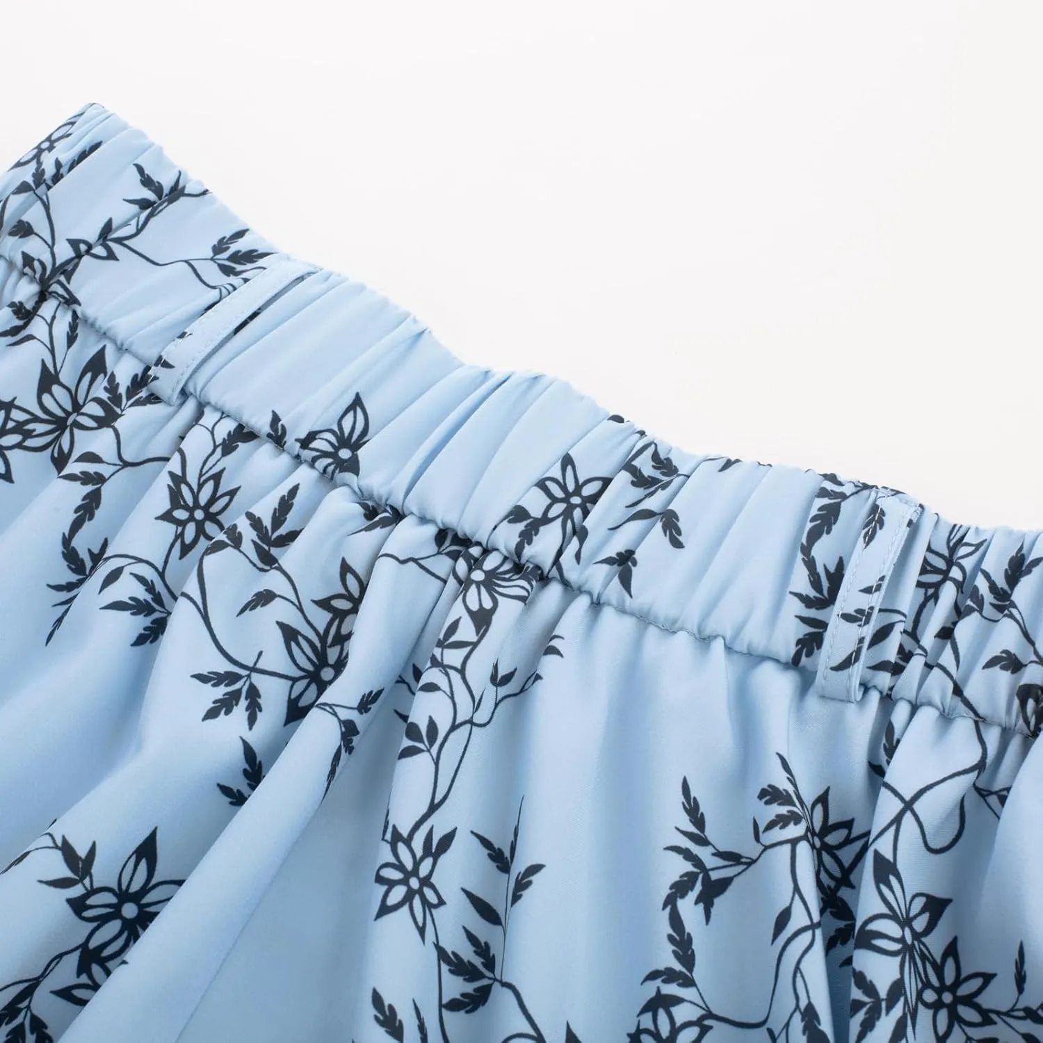 Belle Poque Women's A Line Flared Midi Skirt Vintage Stretch High Waisted Button Down Swing Skirt with Pockets and Belts
