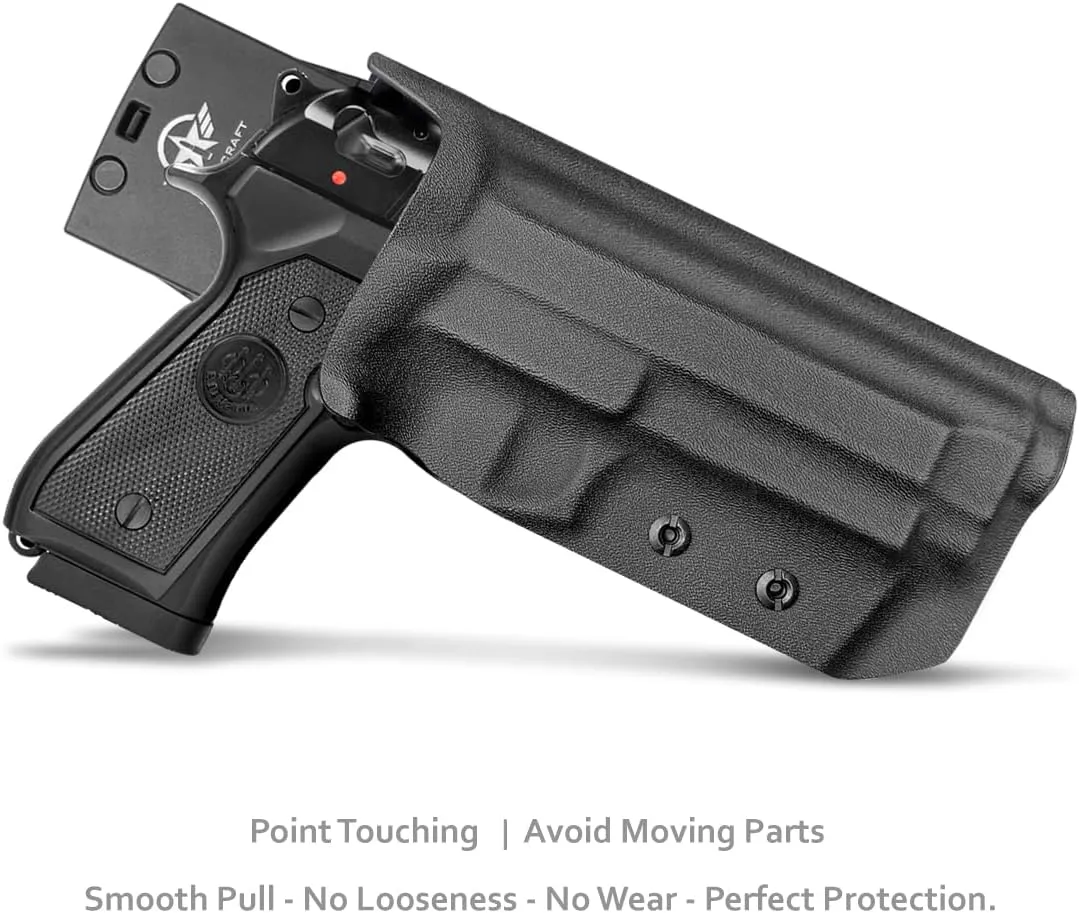 Beretta 92FS 92A1 96A1 Holster IWB / OWB Kydex Holster For Beretta 92 FS / 92 A1 / 96 A1 Pistol Accessories- Inside / Outside Waistband Concealed Carry - Adj. Width Height Retention Cant, Cover Mag-Button, Entrance Widened