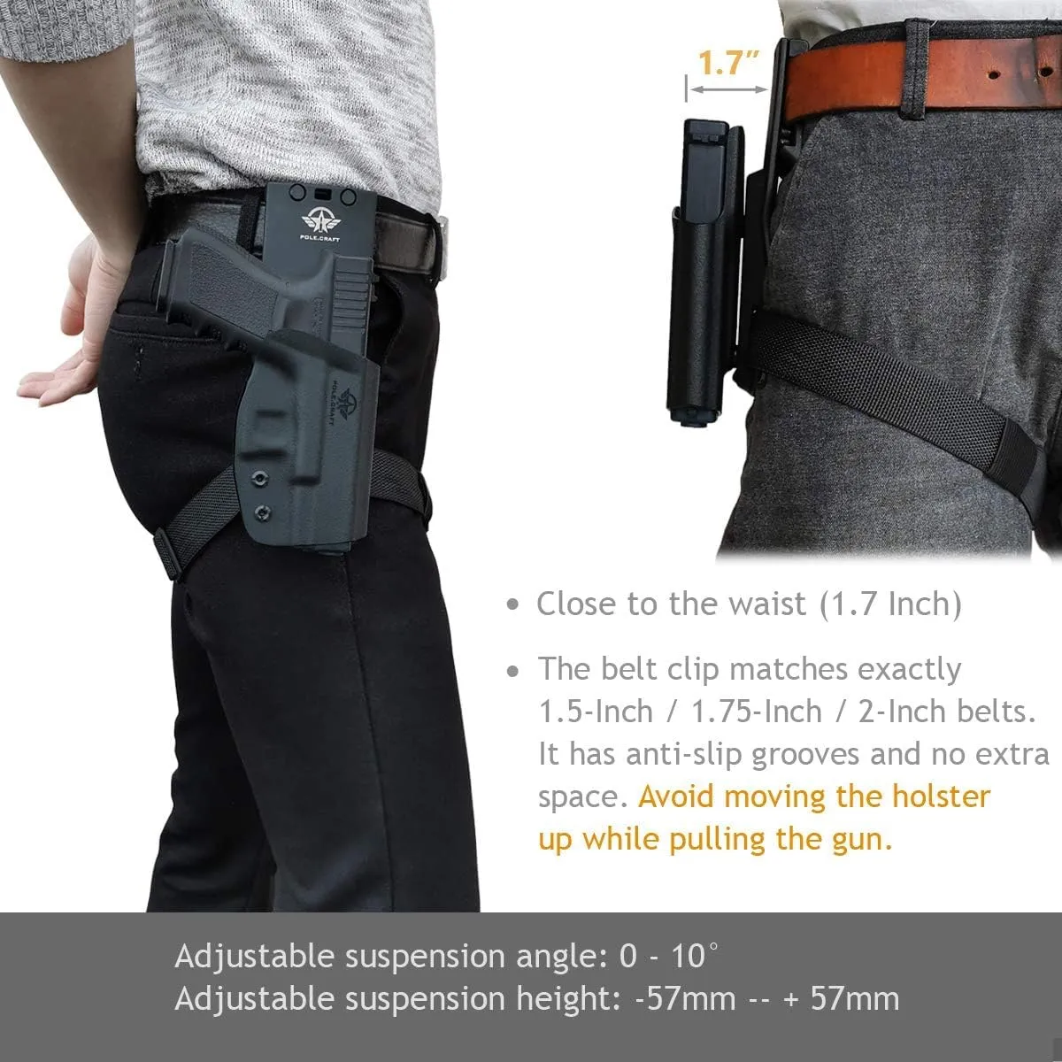 Beretta 92FS 92A1 96A1 Holster IWB / OWB Kydex Holster For Beretta 92 FS / 92 A1 / 96 A1 Pistol Accessories- Inside / Outside Waistband Concealed Carry - Adj. Width Height Retention Cant, Cover Mag-Button, Entrance Widened
