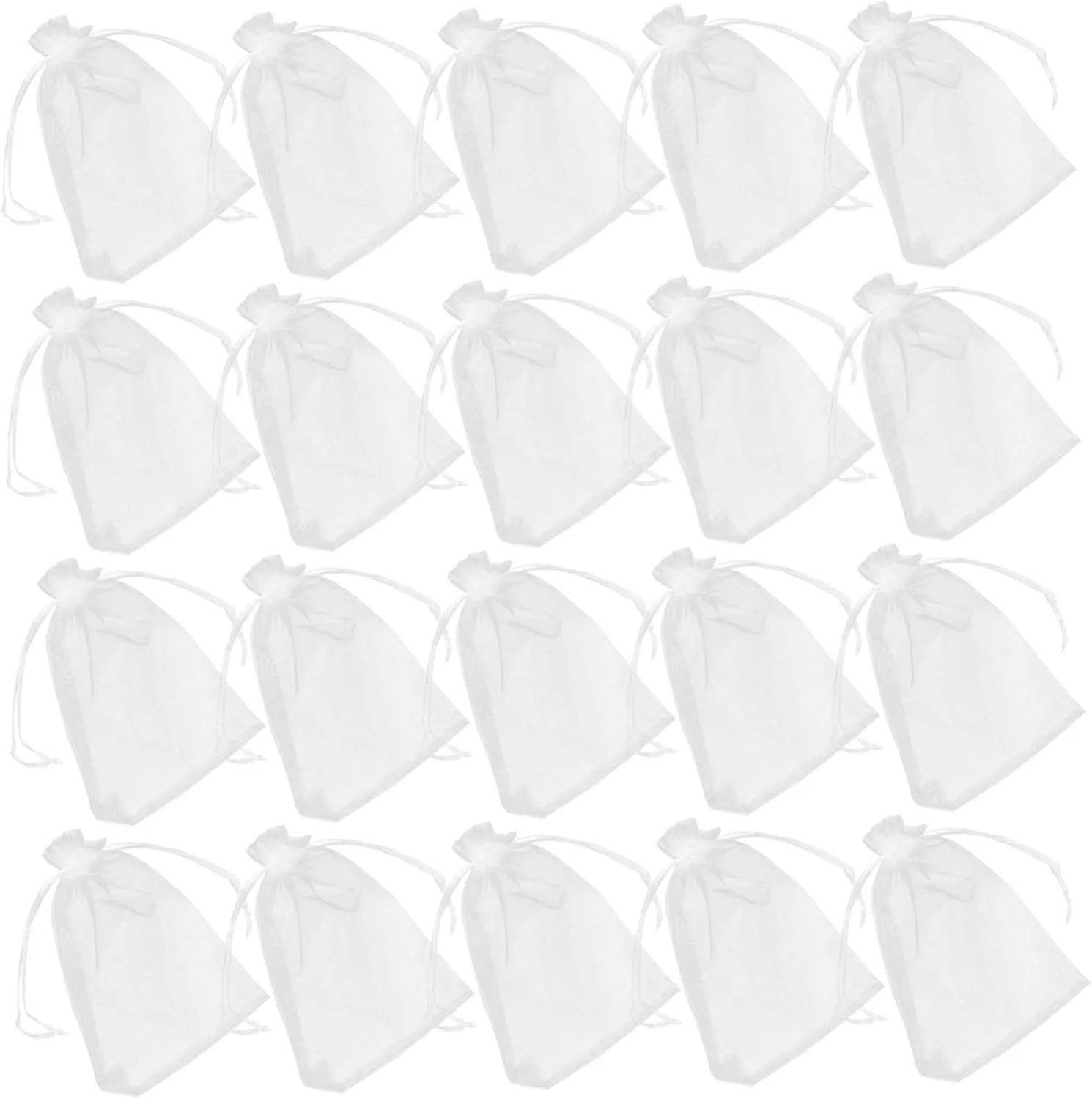 BESTYASH 100Pcs White Organza Drawstring Bags Mesh Storage Pouches for Festival present Party Favors Candy Packaging Wedding Shower Durable and Easy to Use