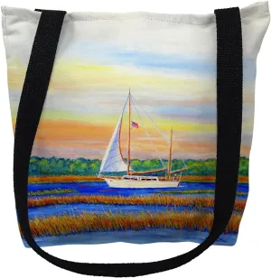 Betsydrake TY1075G 18 x 18 in. Marsh Sailing Tote Bag - Large Black