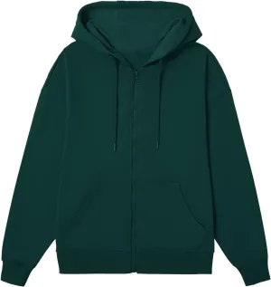 BETTERCHIC Women's Hooded Sweatshirt Casual Soft Brushed Fleece Hoody Drop Shoulder Full Zip Up Hoodie Size S-2XL