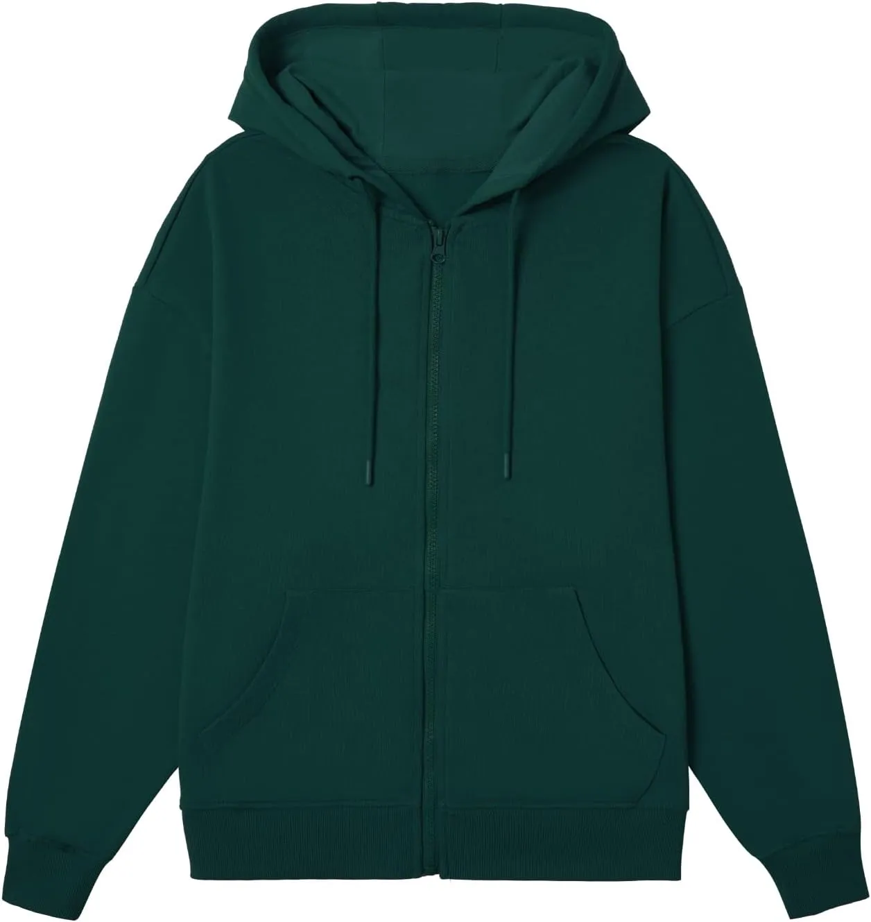 BETTERCHIC Women's Hooded Sweatshirt Casual Soft Brushed Fleece Hoody Drop Shoulder Full Zip Up Hoodie Size S-2XL