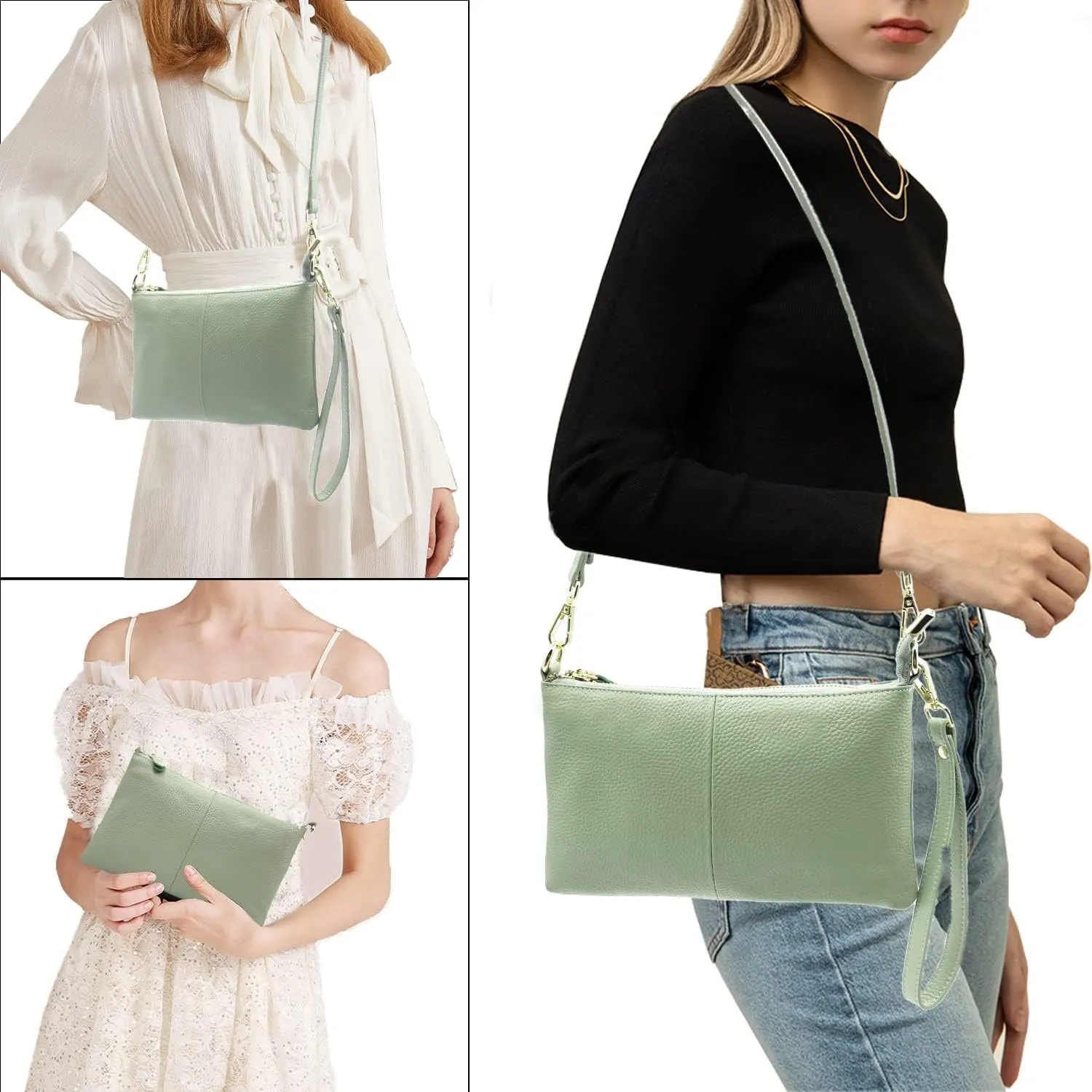 Beurlike Leather Wristlet Wallet Clutch Purses For Women Small Crossbody Phone Bags