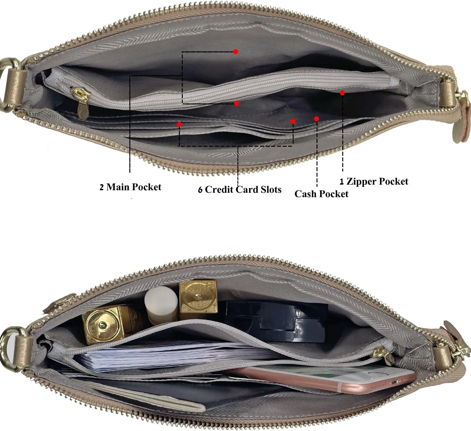 Beurlike Leather Wristlet Wallet Clutch Purses For Women Small Crossbody Phone Bags