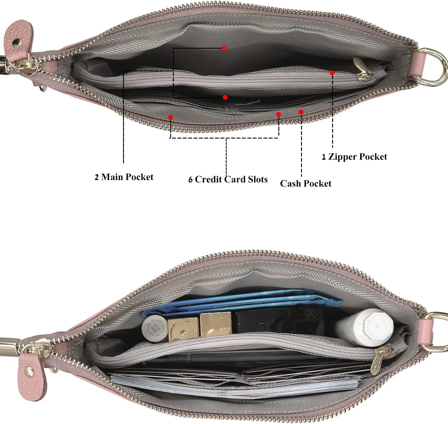 Beurlike Leather Wristlet Wallet Clutch Purses For Women Small Crossbody Phone Bags