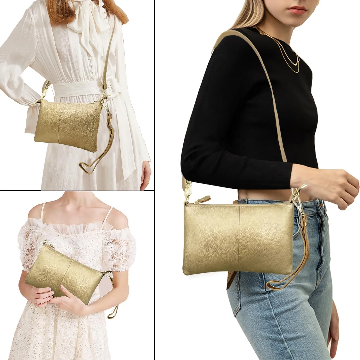Beurlike Leather Wristlet Wallet Clutch Purses For Women Small Crossbody Phone Bags