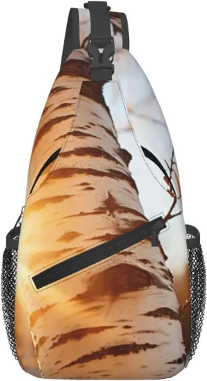 Birch Tree Print Cross Chest Bag Diagonally,Adjustable Sling Backpack Travel Hiking Sport Wallet