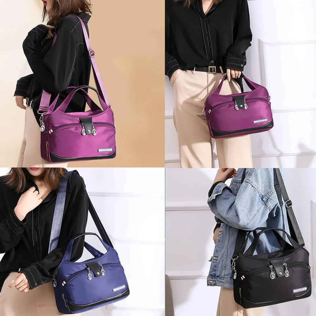Blaciokamith Tote Bag, Soft Side Lightweight Underseat Tote Bag,Multi-pocket Fashion Waterproof Handbag Crossbody