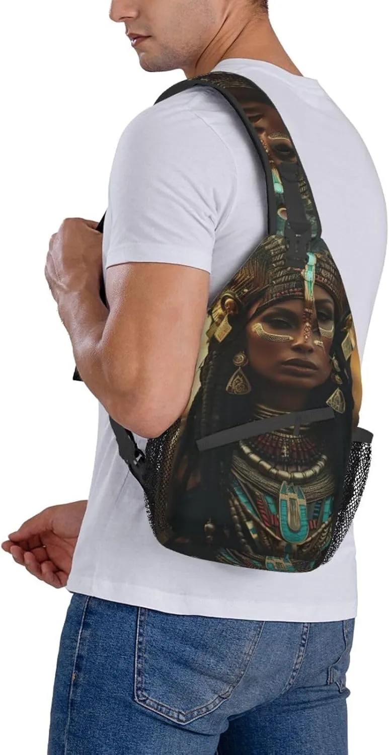 Black And Gold Flowers Crossbody Bag Chest Shoulder Bag Small Casual Backpack Suitable For Women Men Hiking