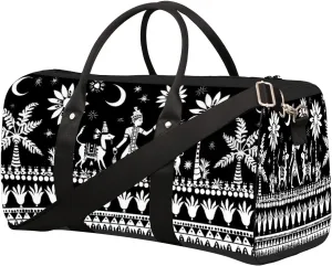 Black And White Art Religion Travel Duffel Bag for Women Men Small Sport Gym Bag Waterproof Weekender Overnight Lightweight Carry on Foldable Gym Bag for Training Swim Yoga Traveling Handbag