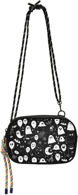 Black and White Cartoon Halloween Unique Balloon Cross Body Bag for Mens Beauty with Adjustable Strap Mini Shoulder Bag Walk dog bolsas elegantes para mujer