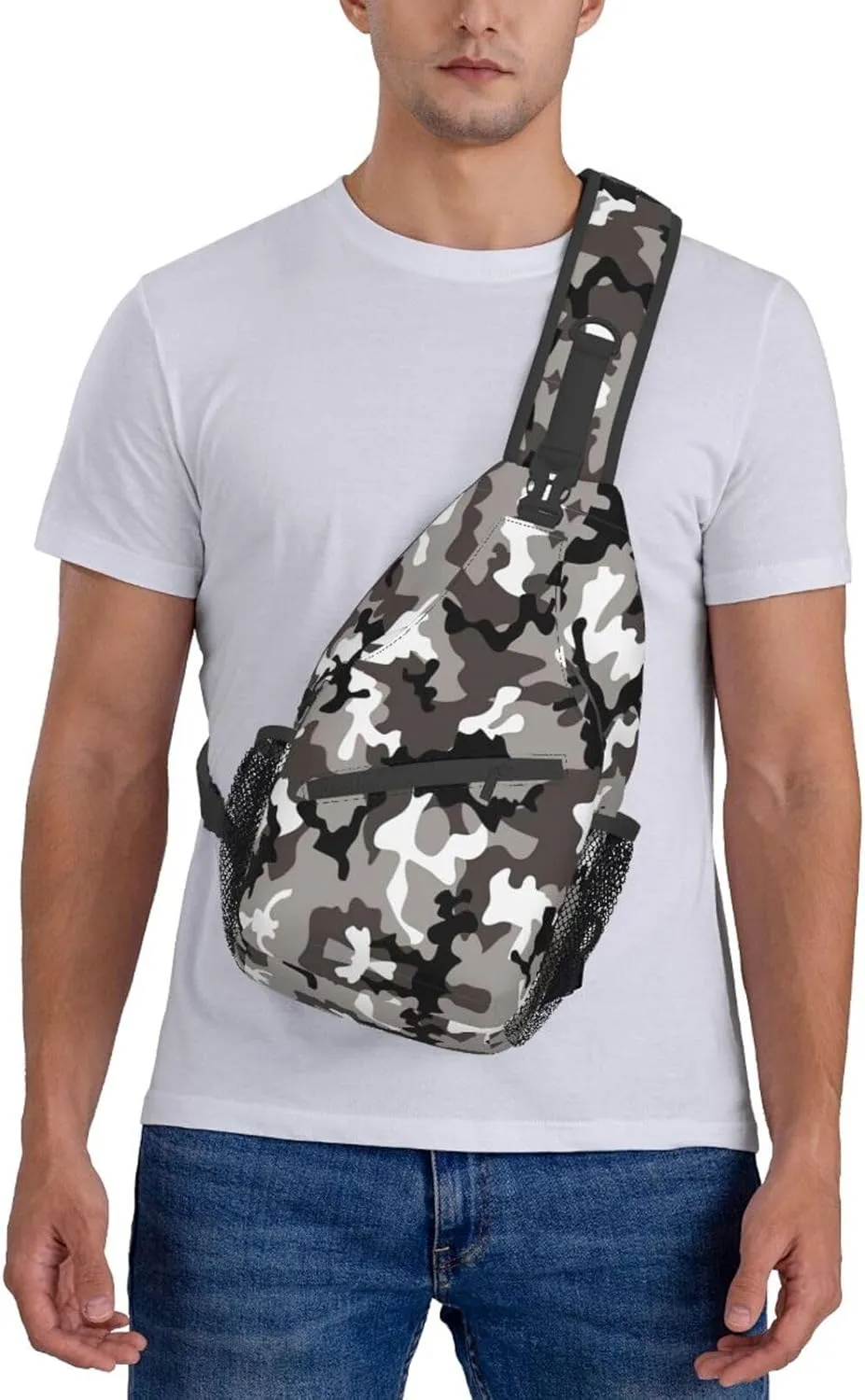 Black And White Soccer Ball Pattern Crossbody Bag Chest Shoulder Bag Small Casual Backpack Suitable For Women Men Hiking
