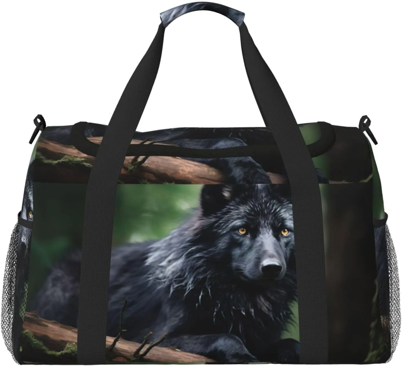 Black Beaver print Carry on Luggage for Women Men Shoulder Weekender Crossbody Bag for Yoga Travel Must Haves