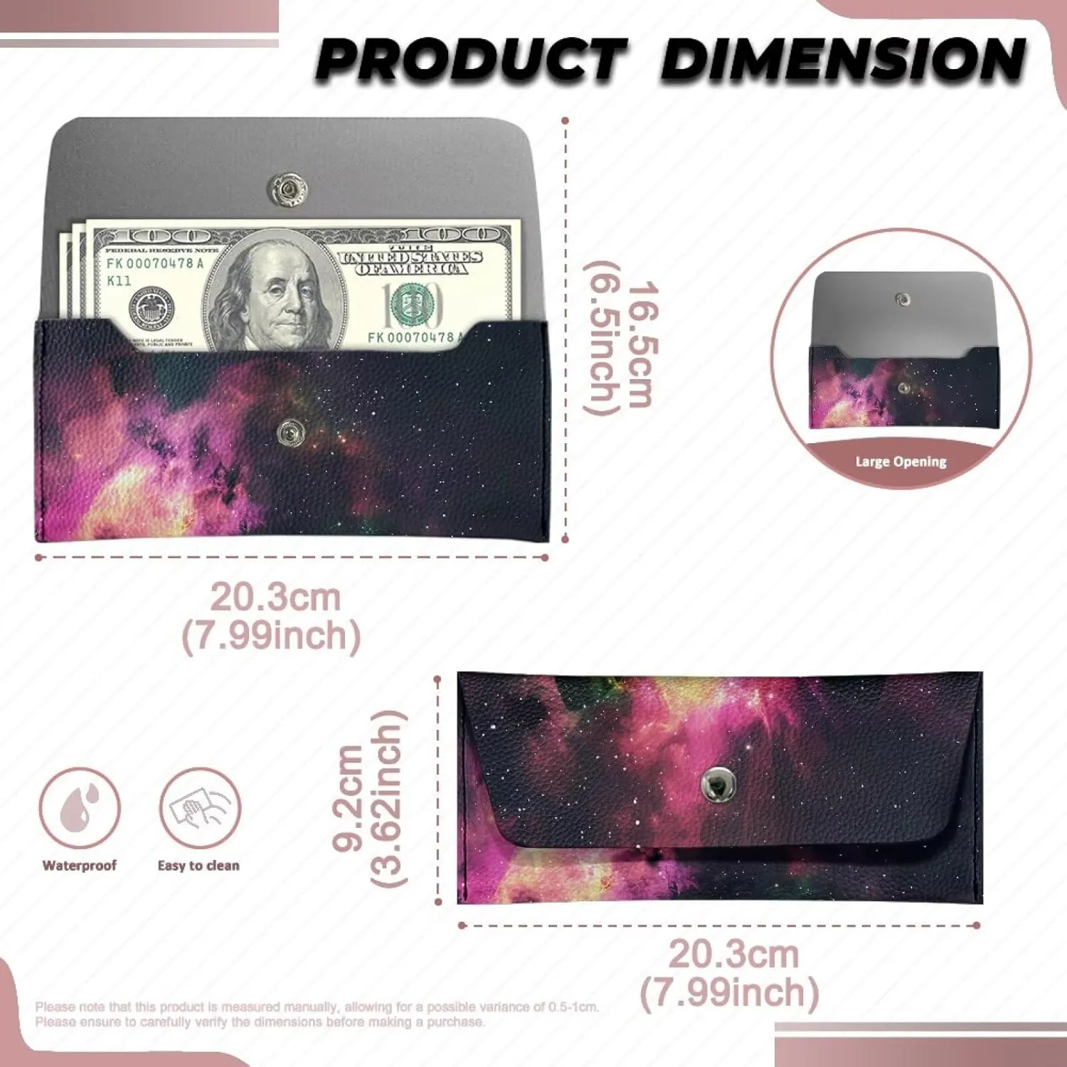 Black Cat Star Long Slim Wallets for Men Women Womens Billfold Wallets Long Clutch Wallet Purse for Women Large Capacity Wallet Waterproof PU Leather Cash Wallet
