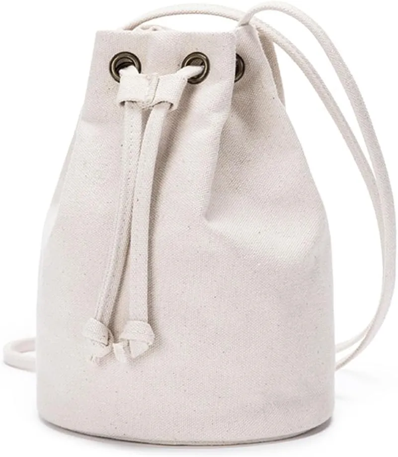 Black Drawstring Crossbody Bag Nylon Fabric Large Capacity Organizer Bag with Gold Tone Hardware