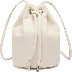 Black Drawstring Crossbody Bag Nylon Fabric Large Capacity Organizer Bag with Gold Tone Hardware