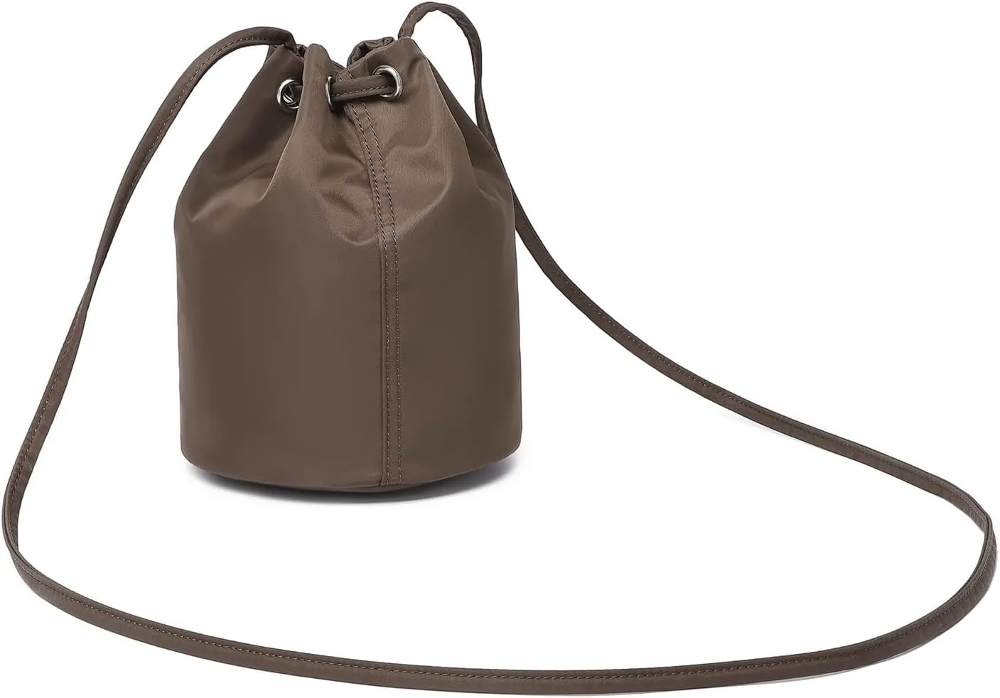 Black Drawstring Crossbody Bag Nylon Fabric Large Capacity Organizer Bag with Gold Tone Hardware