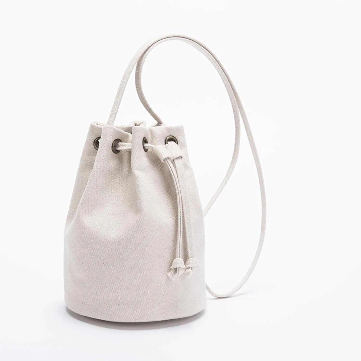 Black Drawstring Crossbody Bag Nylon Fabric Large Capacity Organizer Bag with Gold Tone Hardware