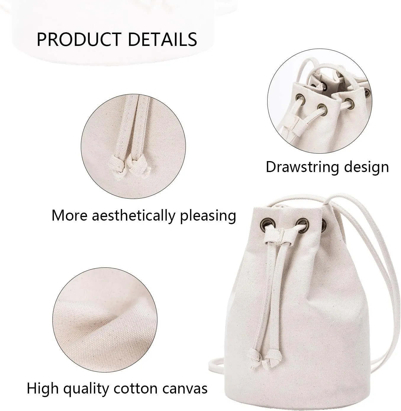 Black Drawstring Crossbody Bag Nylon Fabric Large Capacity Organizer Bag with Gold Tone Hardware