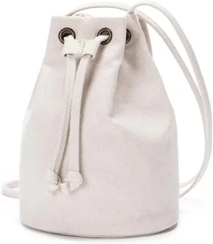 Black Drawstring Crossbody Bag Nylon Fabric Large Capacity Organizer Bag with Gold Tone Hardware