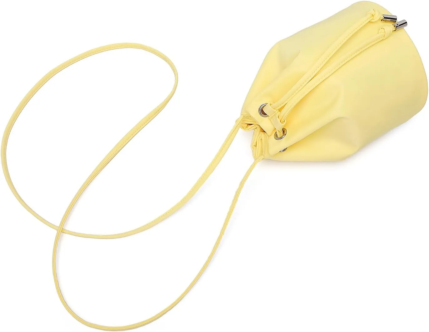 Black Drawstring Crossbody Bag Nylon Fabric Large Capacity Organizer Bag with Gold Tone Hardware