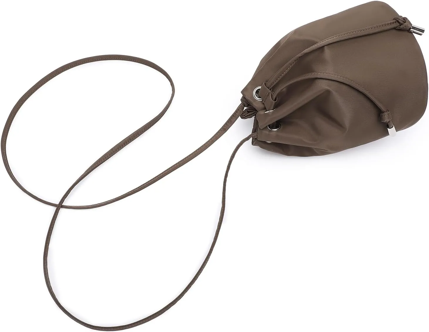 Black Drawstring Crossbody Bag Nylon Fabric Large Capacity Organizer Bag with Gold Tone Hardware