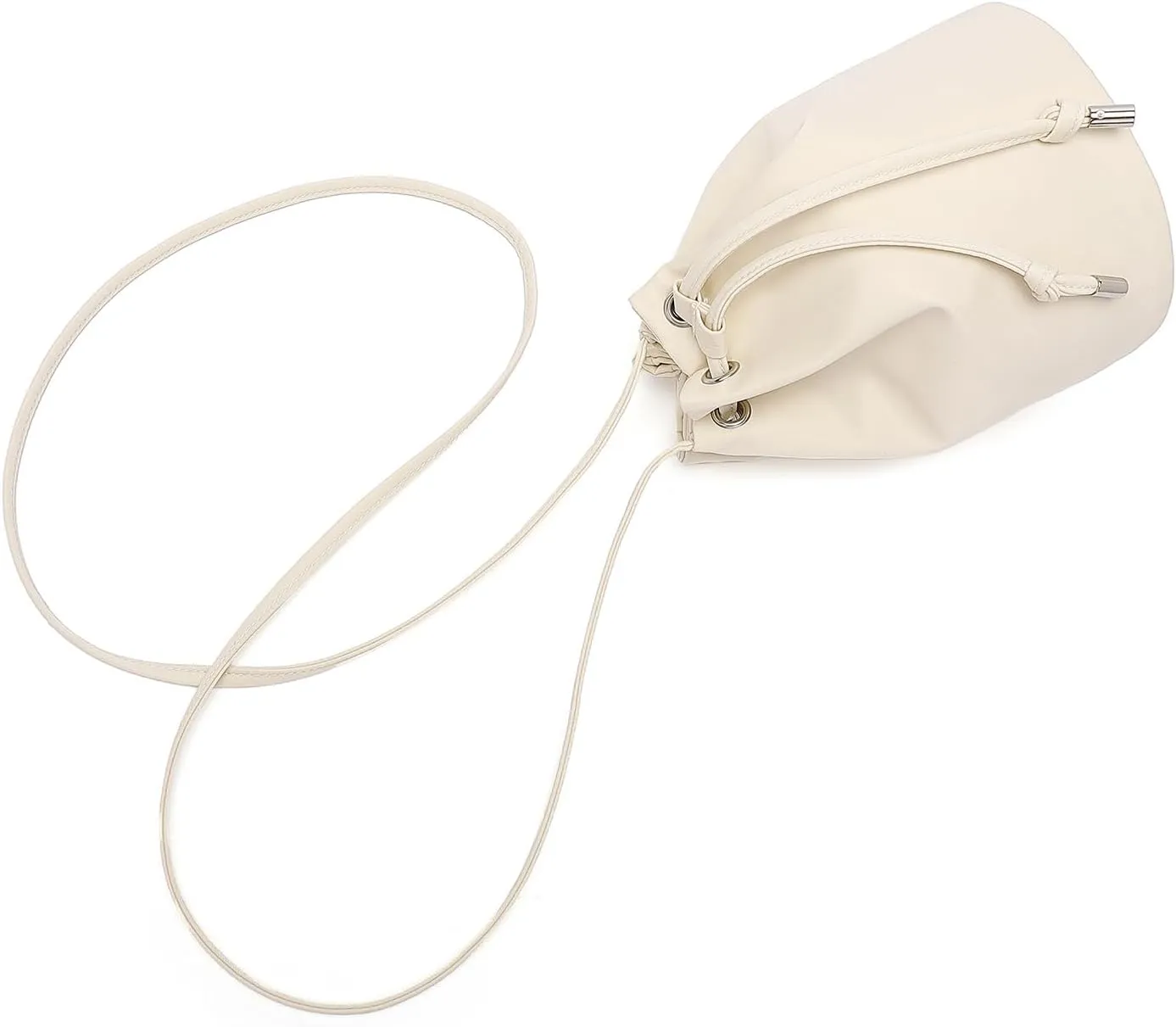 Black Drawstring Crossbody Bag Nylon Fabric Large Capacity Organizer Bag with Gold Tone Hardware