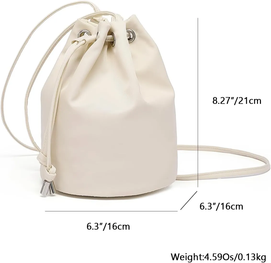 Black Drawstring Crossbody Bag Nylon Fabric Large Capacity Organizer Bag with Gold Tone Hardware