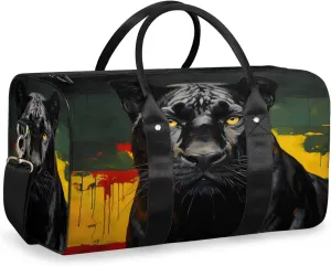 Black Panther Dog Travel Duffle Bag, Sports Gym Bags for Women Men, Carry On Weekender Overnight Workout Airplane Trips Bag