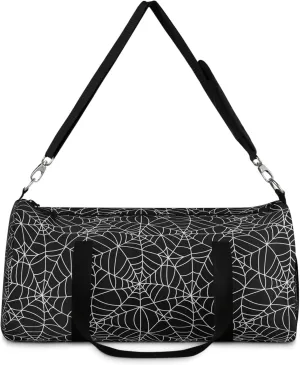 Black Spiderweb Duffel Bag, Witchy Cottagecore Gym Bag for Women, Gothic Large Shoulder Travel Weekend Carry Bag