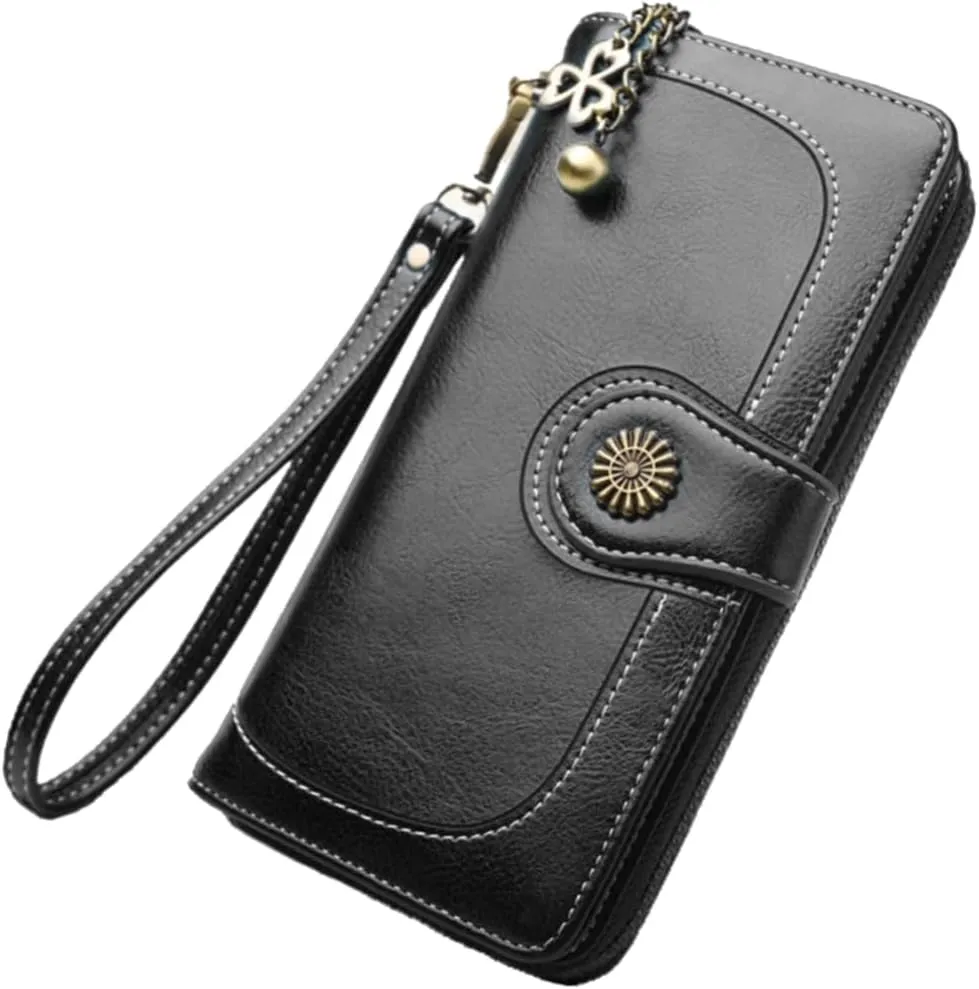 Black Tote Bag for Women Women's Crossbody Purse Oily Wax Leather Wallet