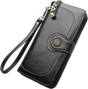Black Tote Bag for Women Women's Crossbody Purse Oily Wax Leather Wallet