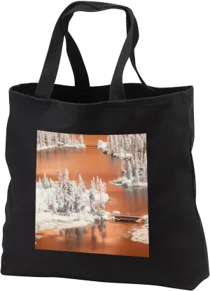Black Tote Bag JUMBO 20w x 15h x 5d - Infrared shot of Twin Lakes in the Mammoth Lakes Basin, California Lakes