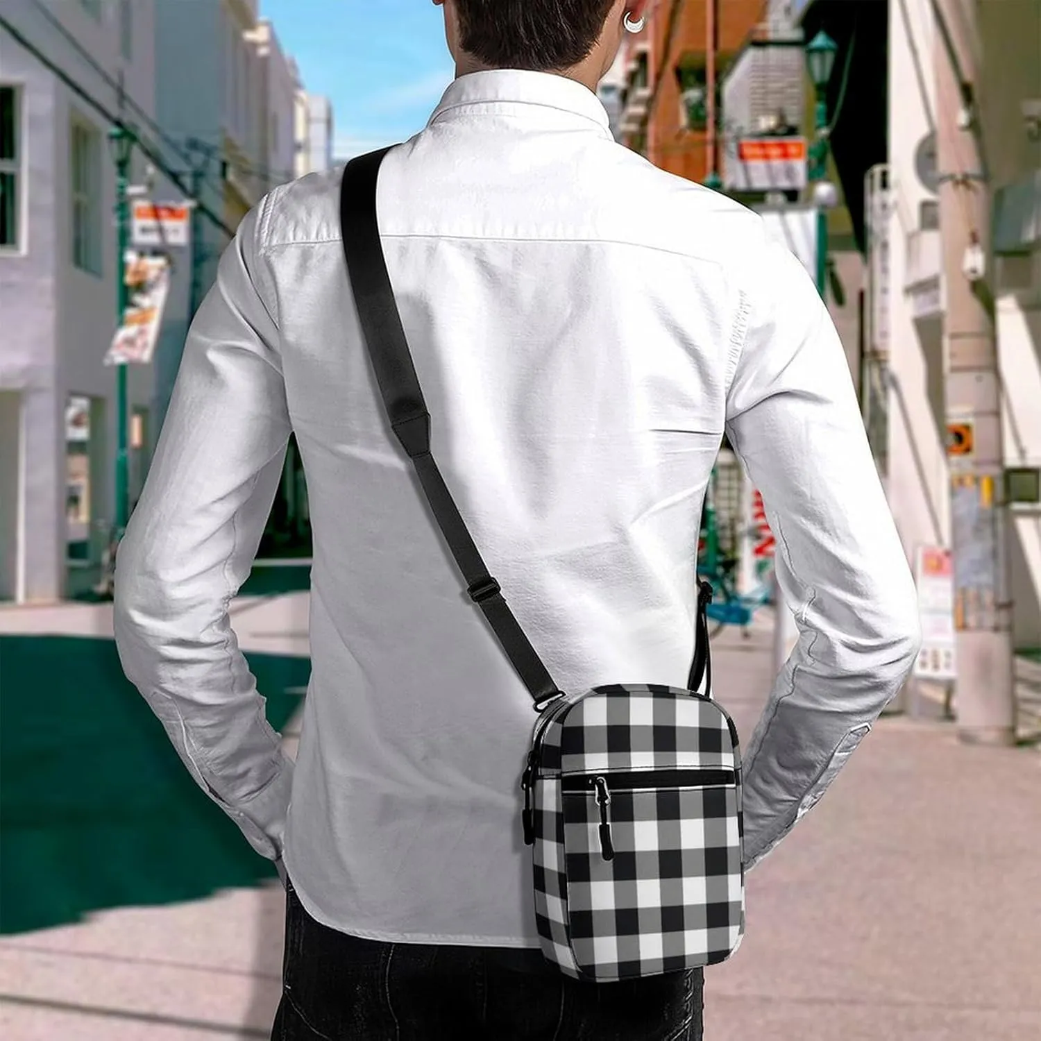 Black White Buffalo Detachable Shoulder Strap Small Shoulder Bag Unisex
