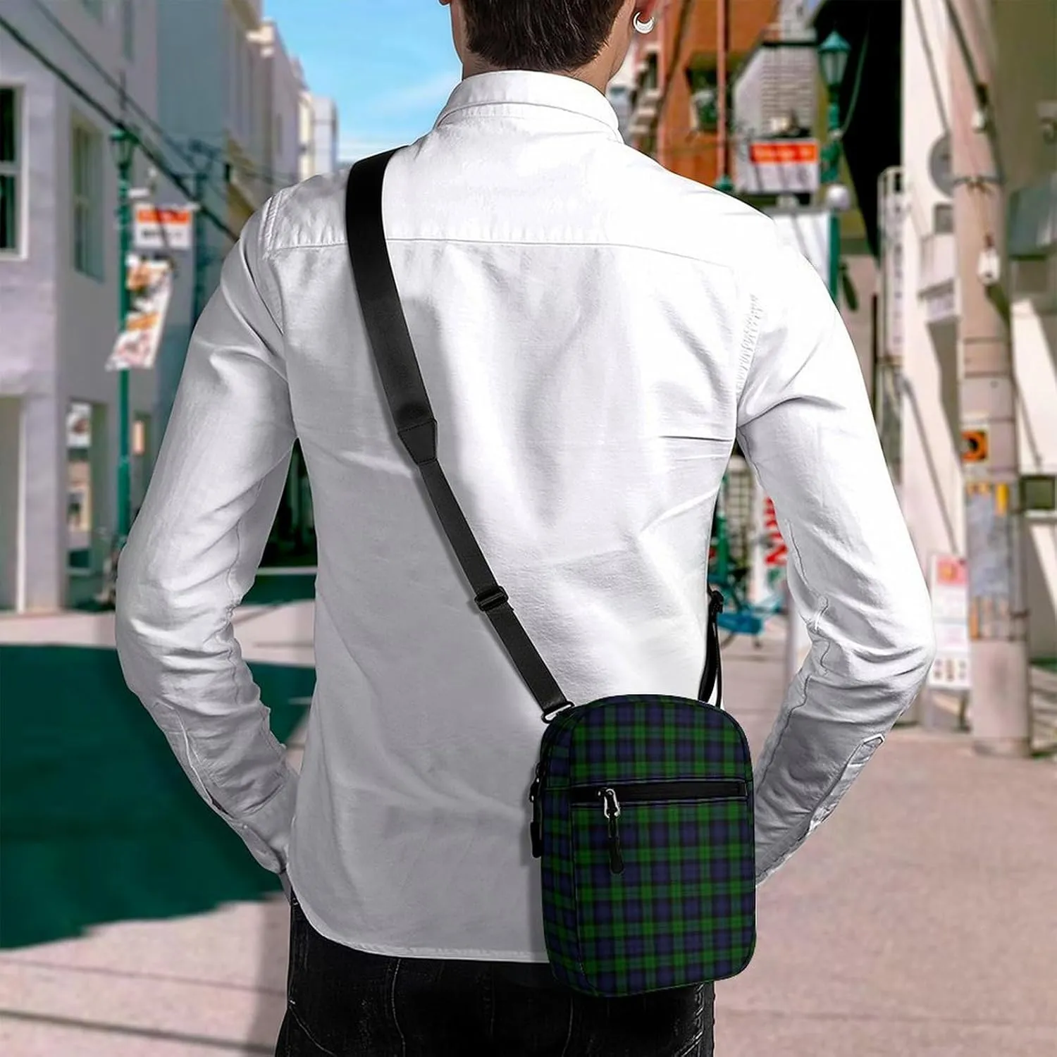 BlackWatch Tartan Plaid Detachable Shoulder Strap Small Shoulder Bag Unisex