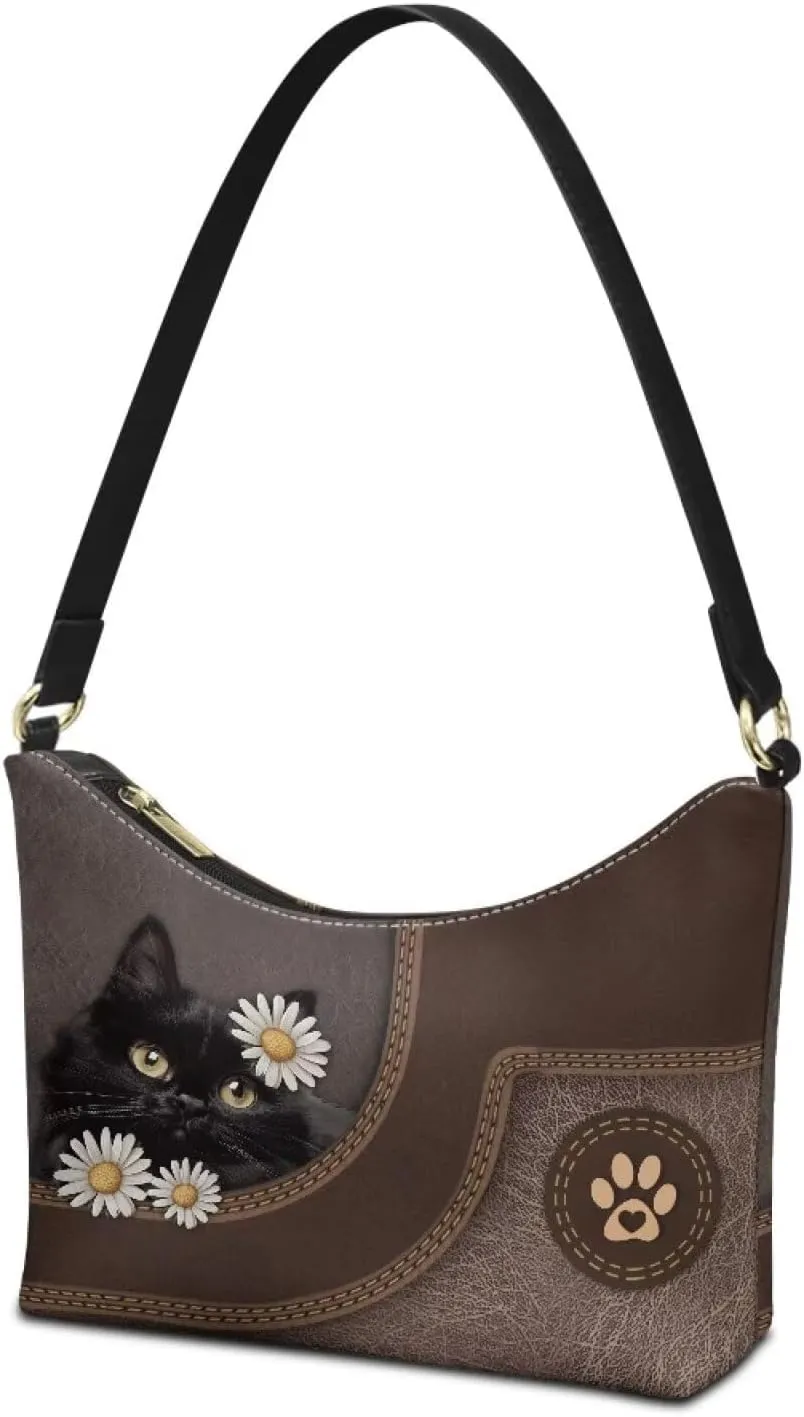 BLeather Underarm Bag for Women Shoulder Handbag with Zipper Fashion Travel Purse