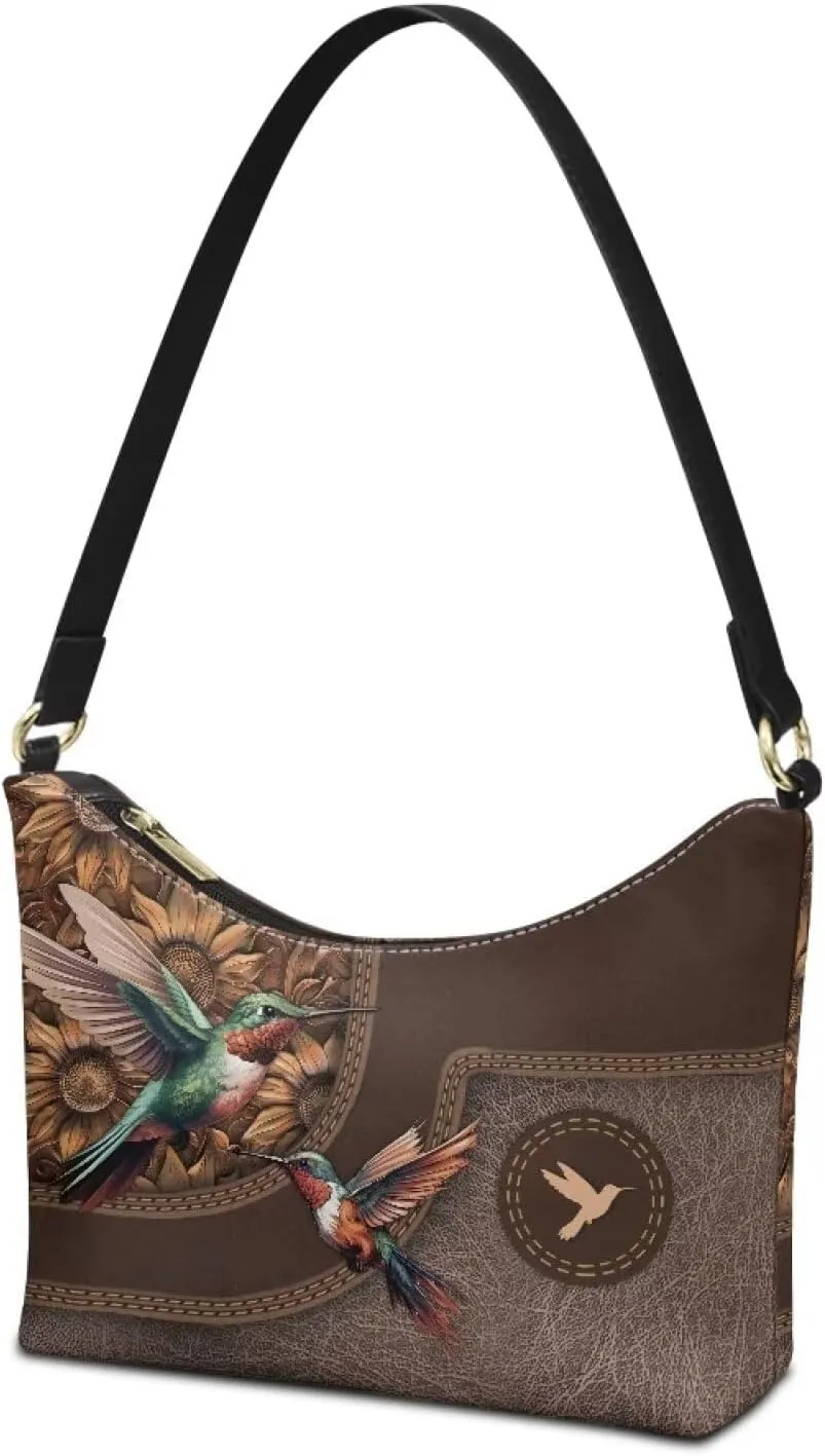 BLeather Underarm Bag for Women Shoulder Handbag with Zipper Fashion Travel Purse